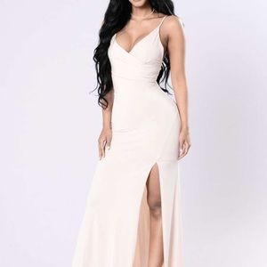 Champagne Formal Dress with slit